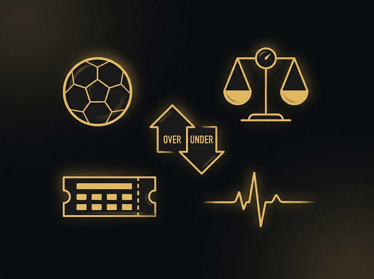 Illustration of football betting markets: handicap, over/under, parlay, and live betting